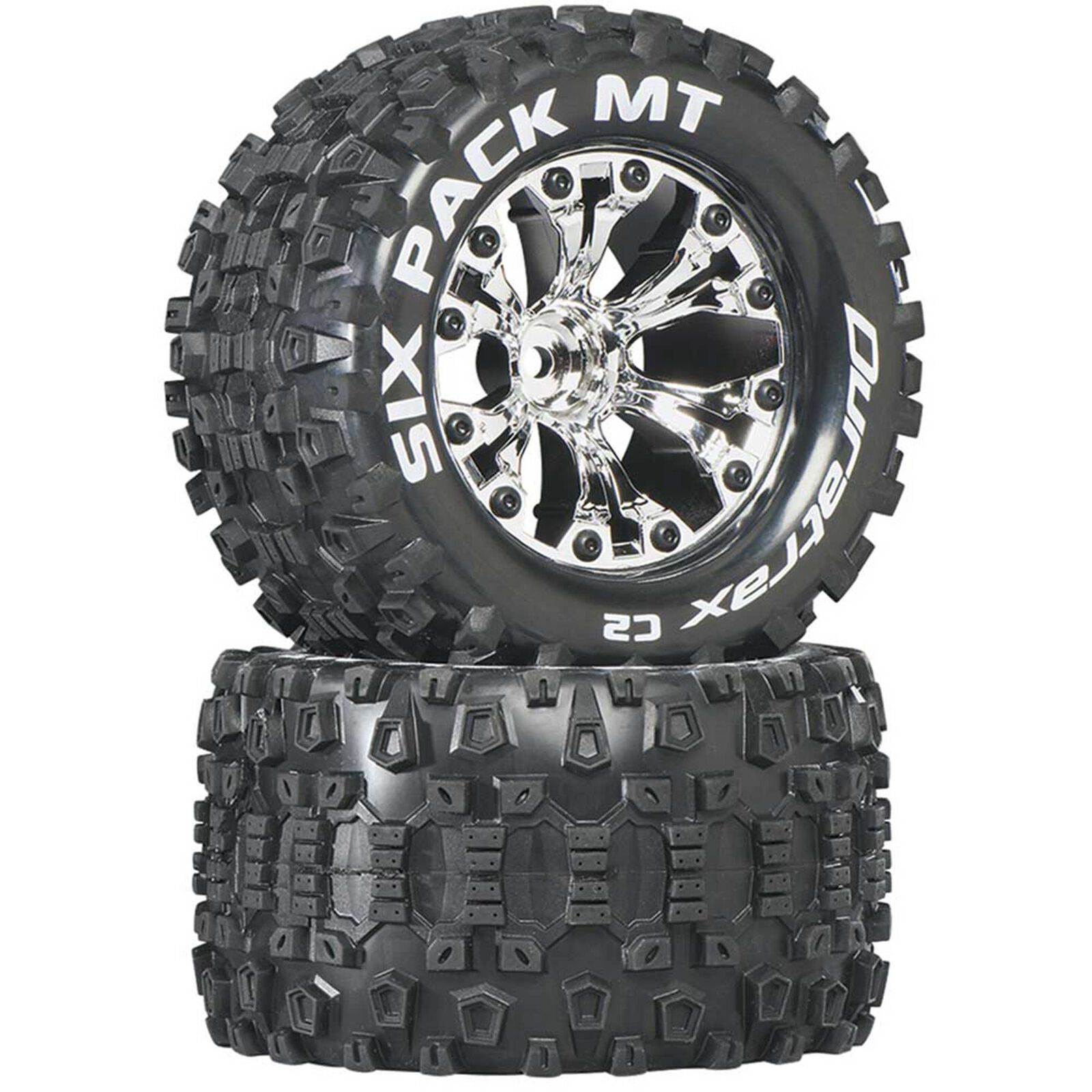 Six-Pack MT 2.8" 2WD Mounted 1/2" Offset Tires, Chrome (2)