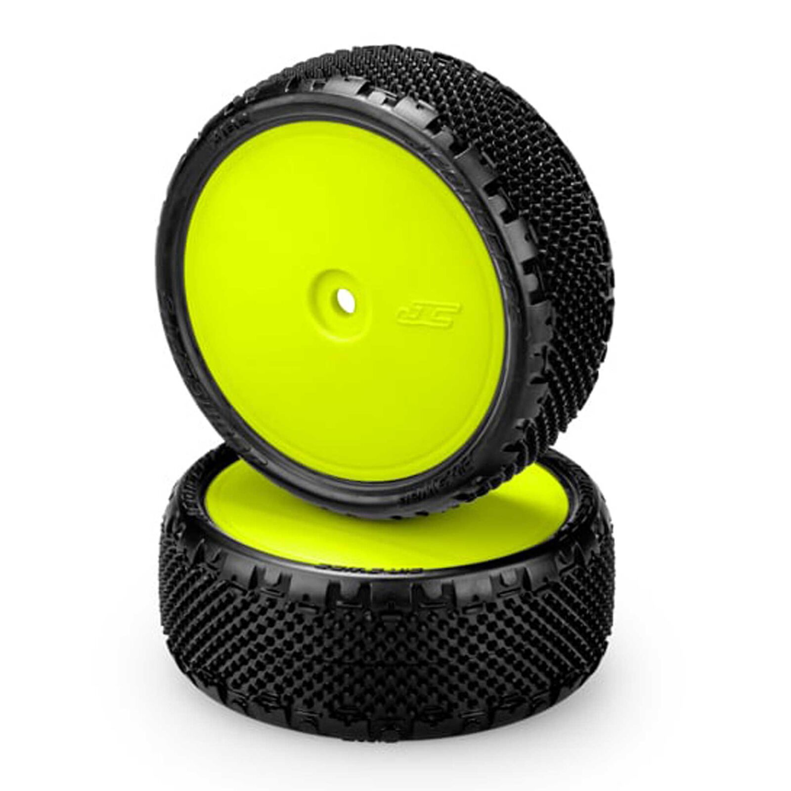 1/10 Pin Swag 2.2" Pre-Mounted 4WD Front Buggy Tires, Yellow Wheels, Pink Compound (2)