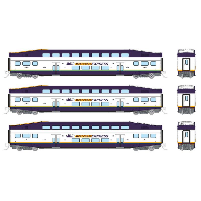 N Bilevel Commuter Car: West Coast Express: Set #3 (Coaches: 302 303 307)
