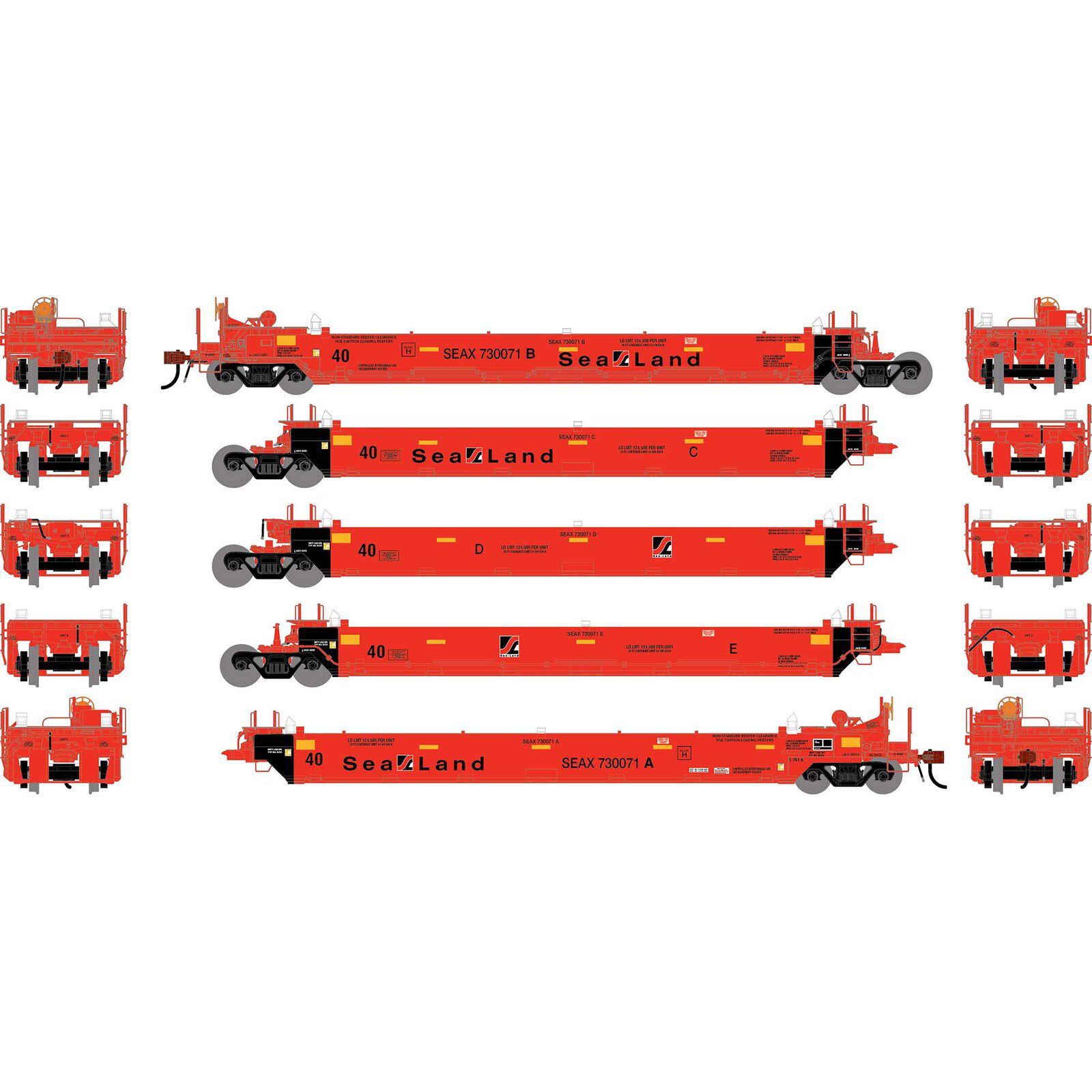 HO ATH Gunderson Maxi-I Well Cars (5), SEAX #730071