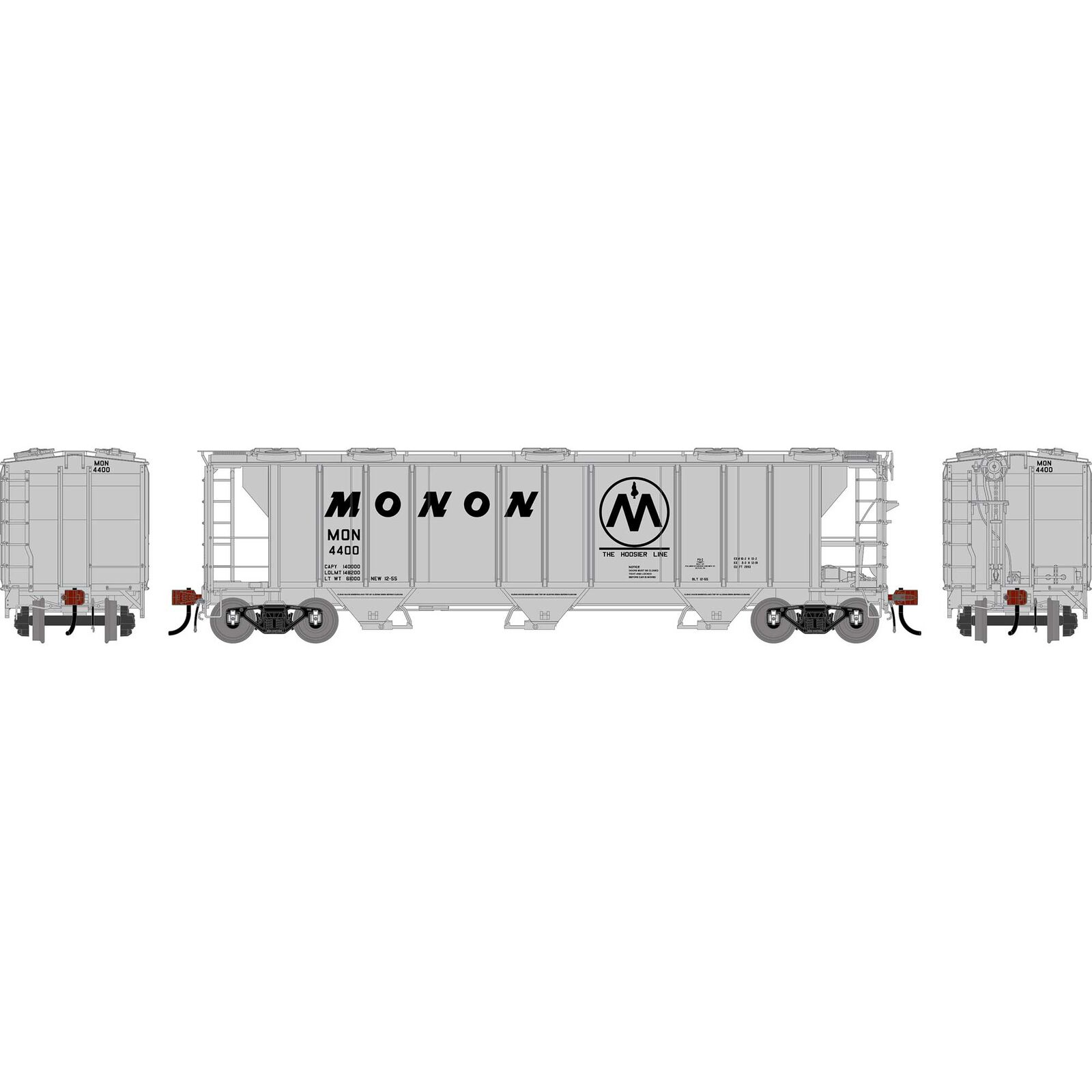 HO GEN PS 2893 3-Bay Covered Hopper, Monon #4400