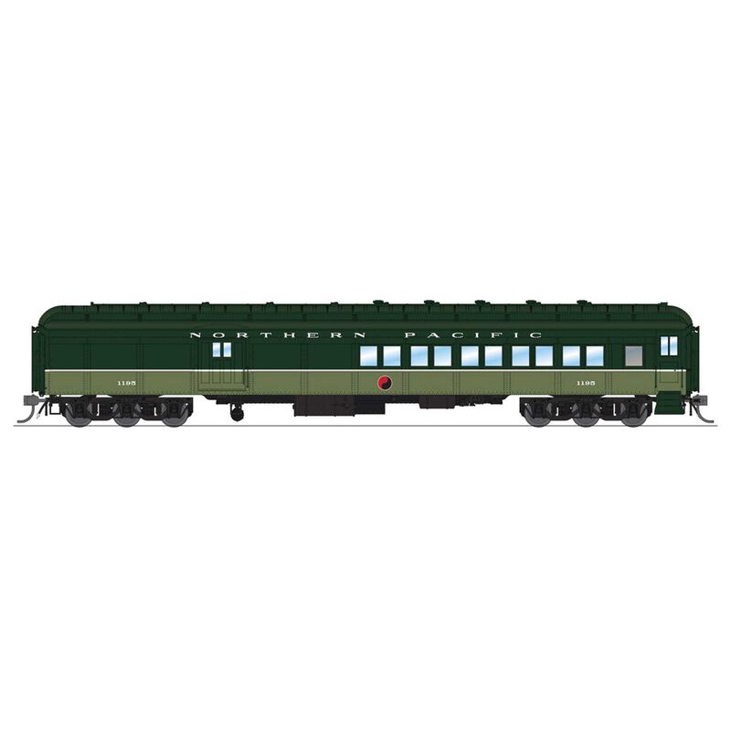 HO Scale NP Coach-Baggage Combine, #1195, Loewy Two-Tone Green