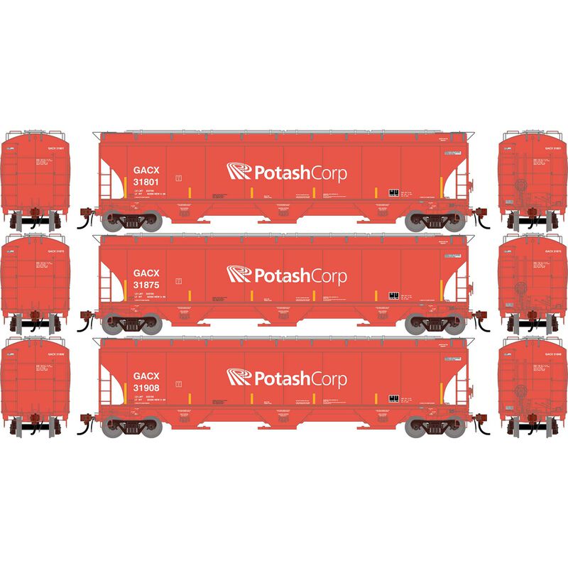 HO GEN Trinity 5161 Covered Hopper, GACX 'Potash Corp' #31801/31875/31908 (3)