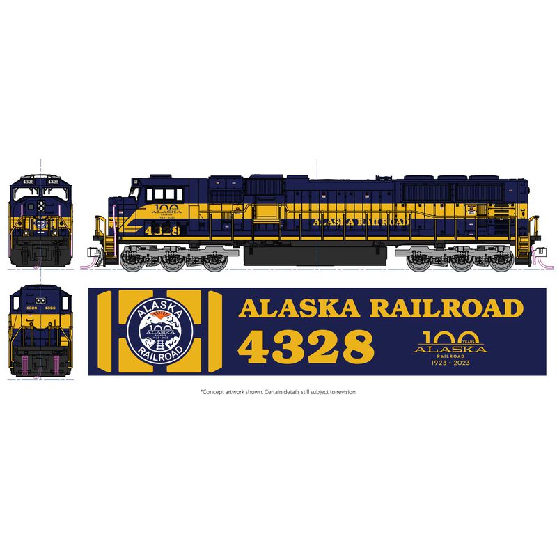 (N) SD70MAC Alaska Railroad (100 Year Anniversary Paint Scheme) #4328 w/ Preinstalled DCC + Sound