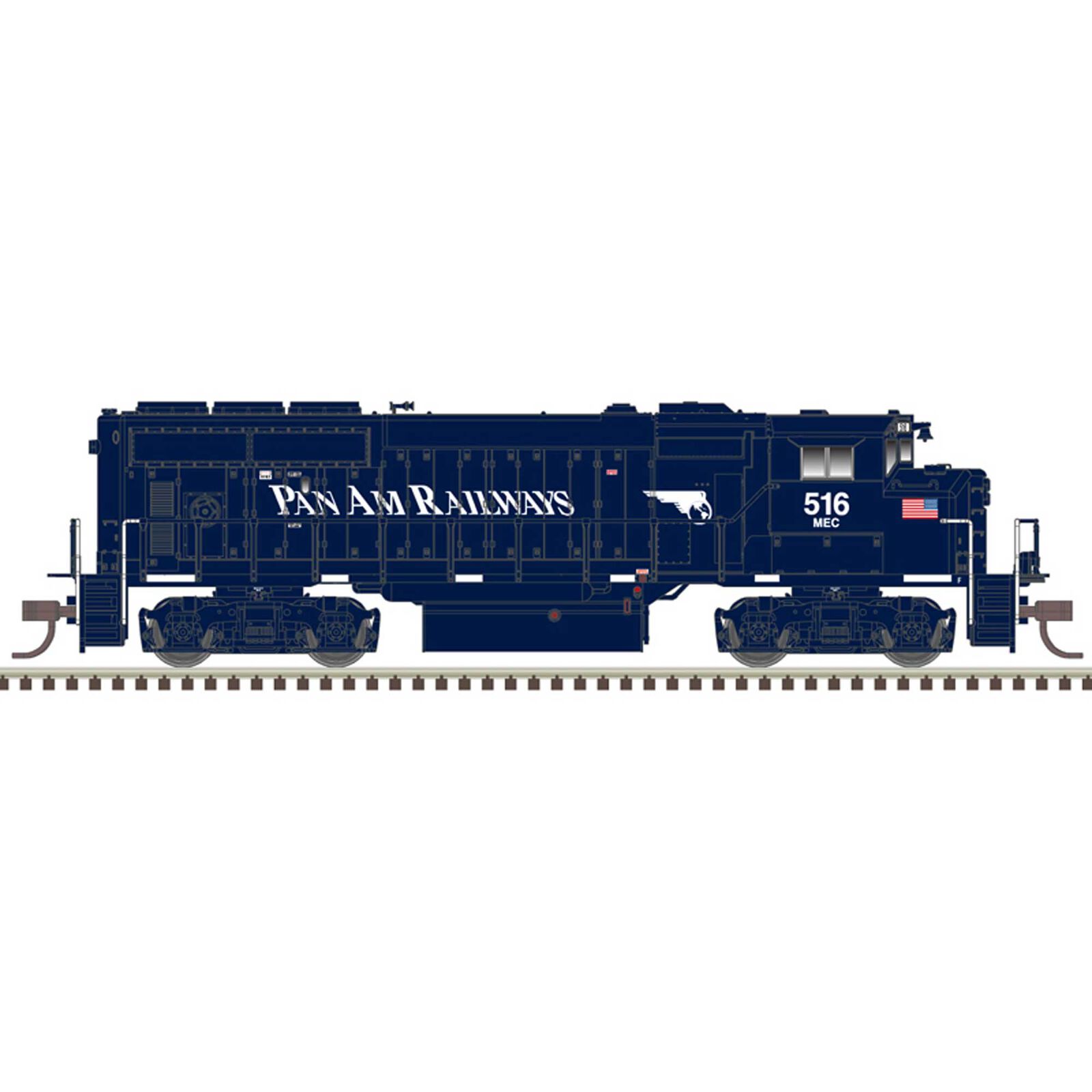 N GP40-2W Gold Pan Am Railways 517, White/Blue