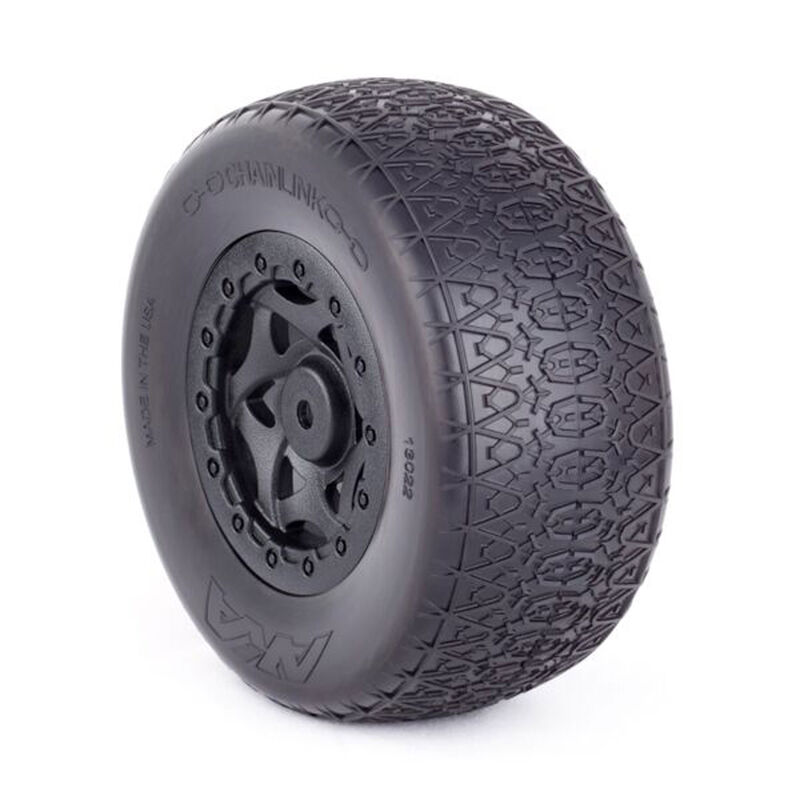 1/10 Chain Link SC Wide Soft Front/Rear Wheel Mounted with Red Inserts: SCTE (2)