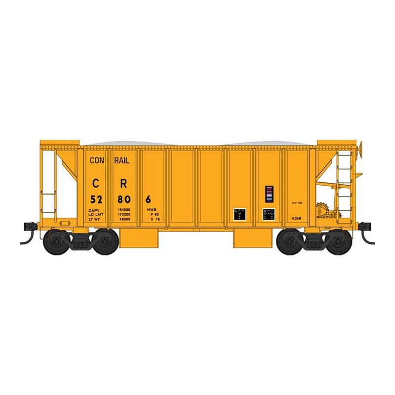 HO 70 Ton 2 Ballast Car with Side Chutes Conrail Yellow #52820