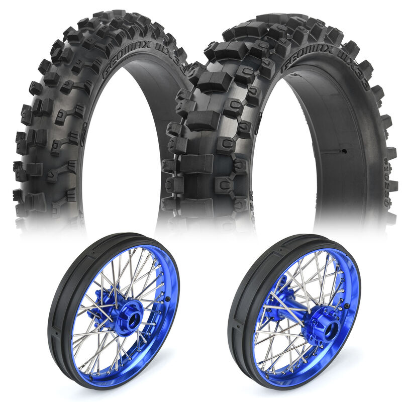 1/4 Pro-Spec Aluminum F/R Wheel Blue/Blue Dunlop MX33/MX33 Bundle