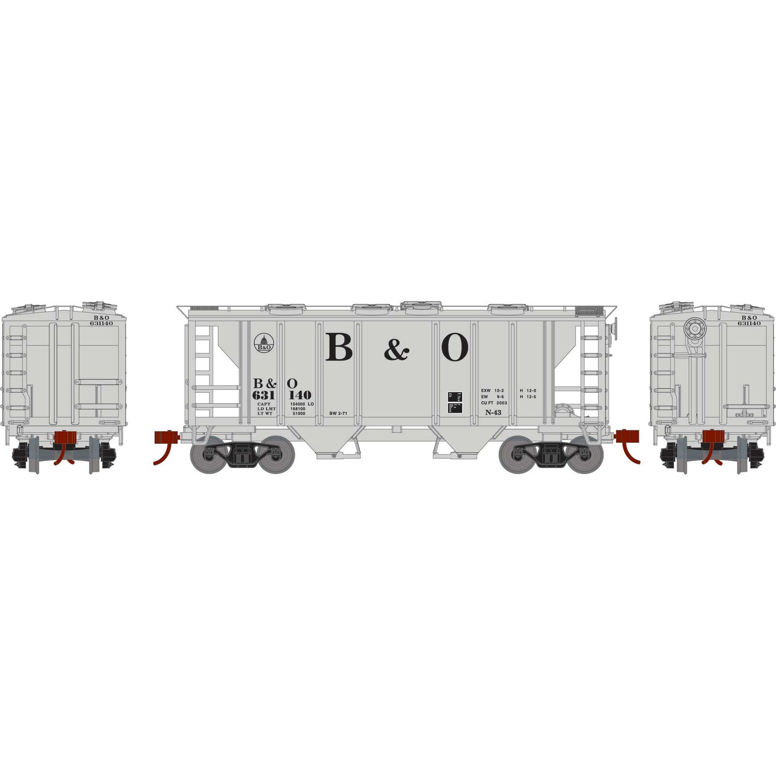 HO PS-2 2003 2-Bay Hopper, B&O #631140