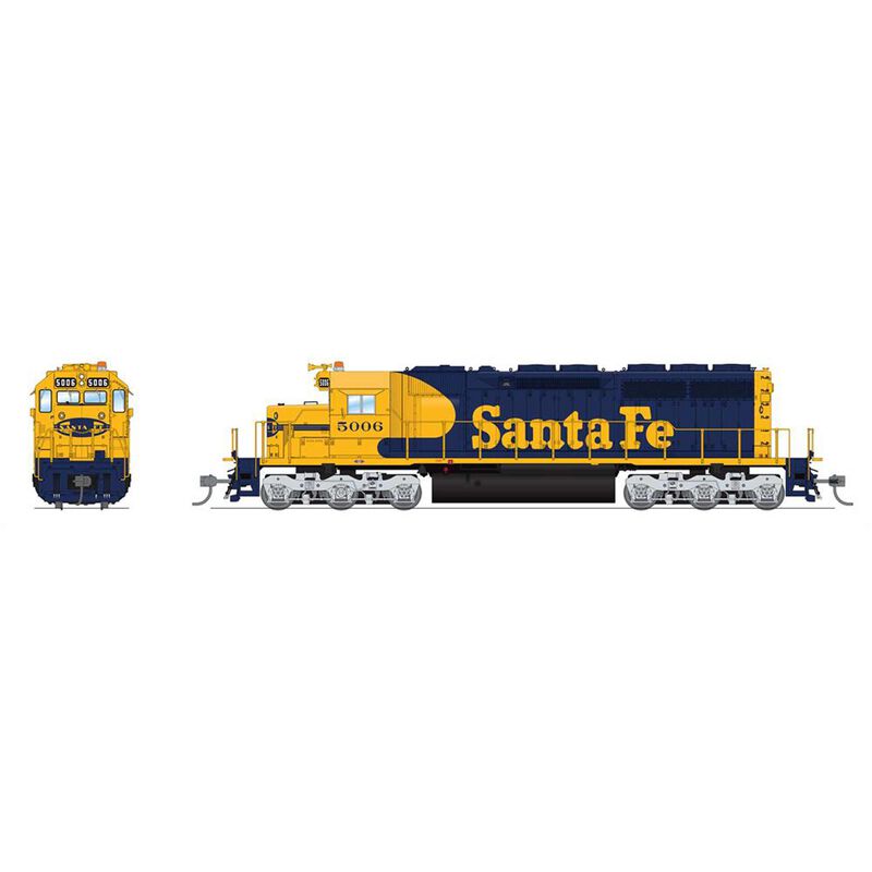 HO EMD SD40 Locomotive, ATSF 5006, Blue / Yellow Warbonnet