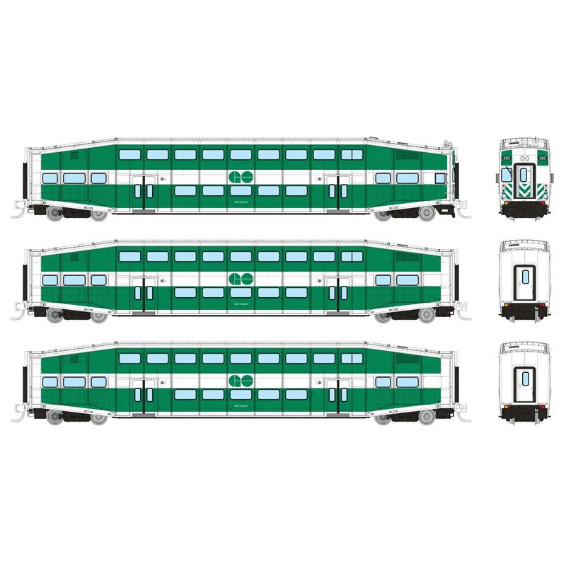 N Bilevel Commuter Car: GO Transit: Set #1 (Cab: 205 Coaches: 2123 2150)