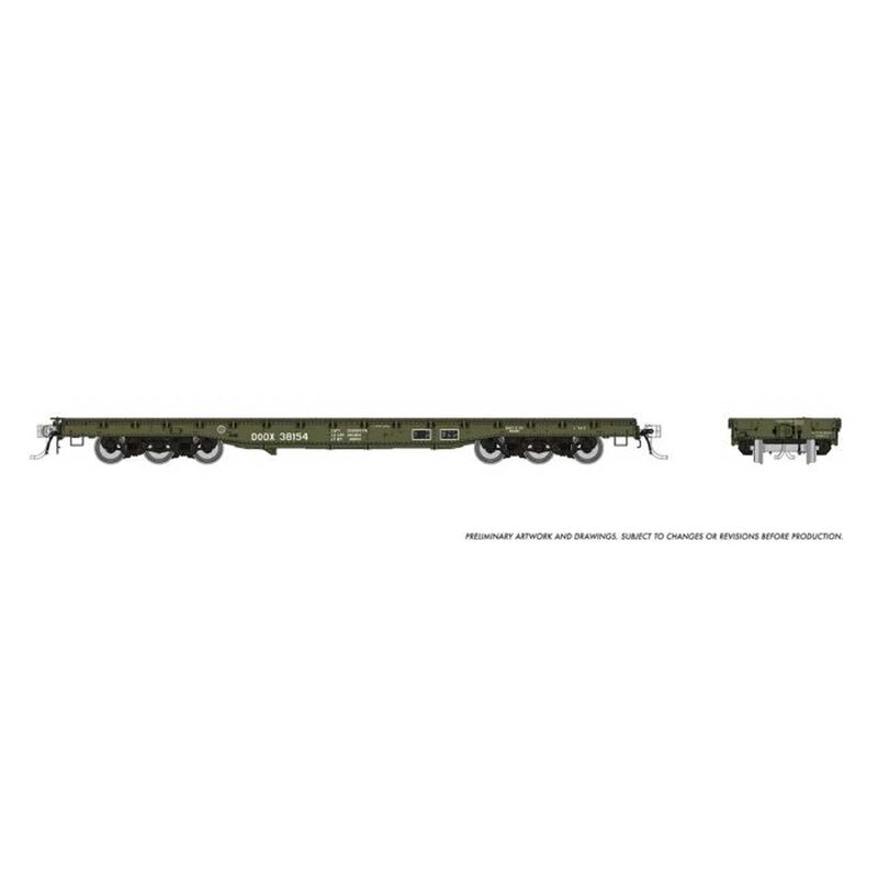 HO Magor 54ft Flatcar: DODX - Early Repaint: Single Car