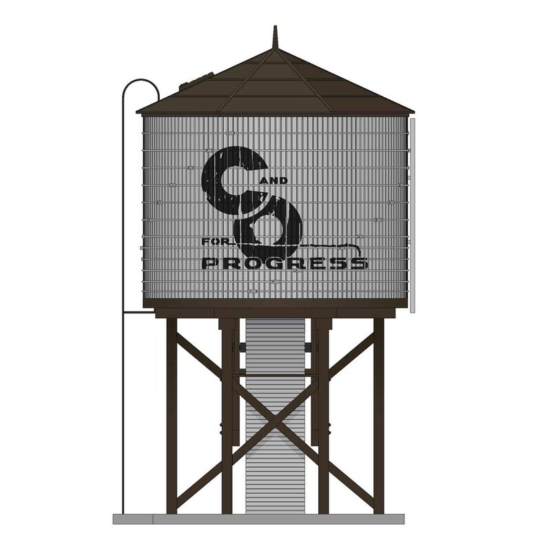 HO, Operating Water Tower with Sound, C&O, Weathered