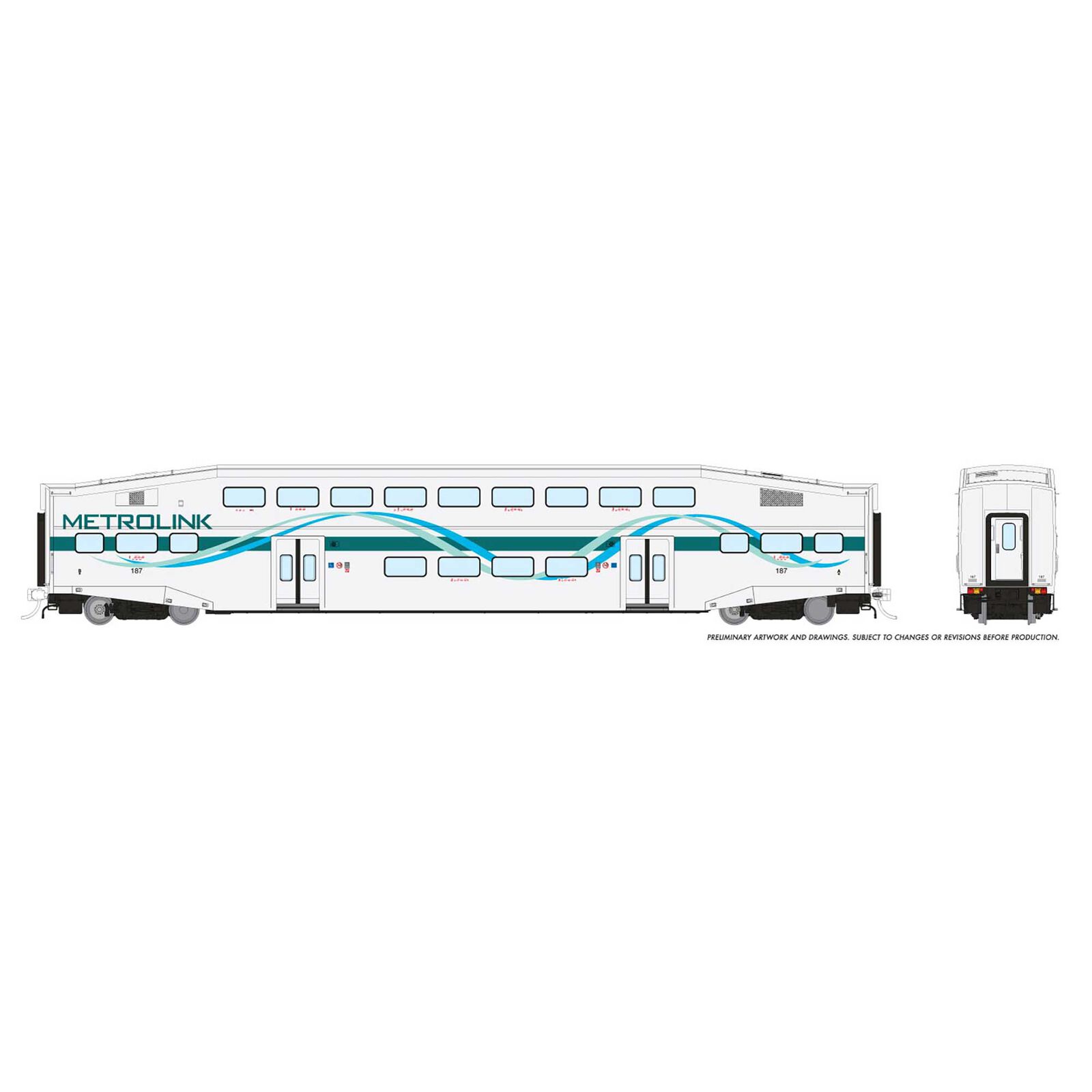 HO BiLevel Commuter Car METLK White Ribbon Coach 187
