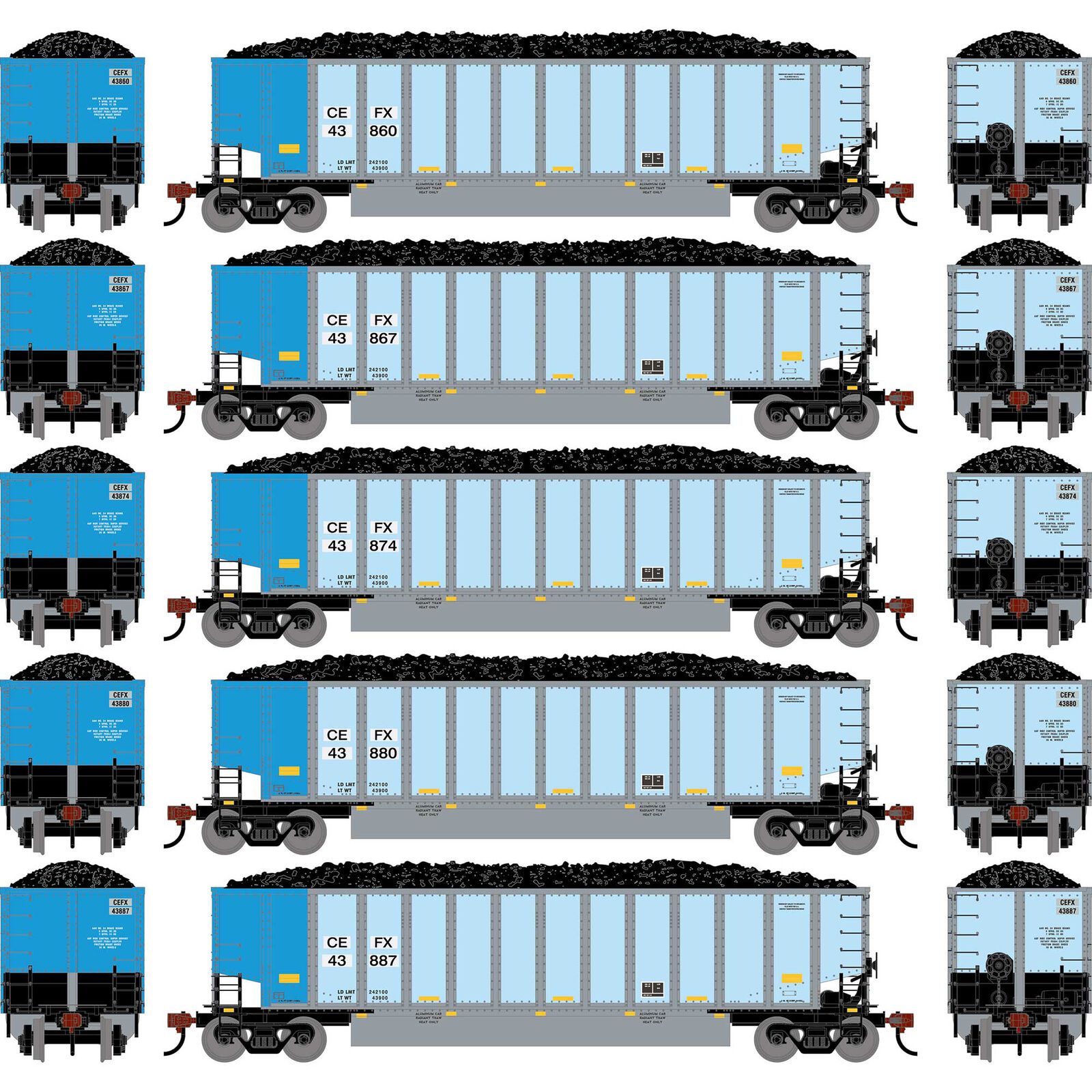HO ATH Bethgon Coalporter w/Coal Load, CEFX #43860/43867/43874/43880/43887 (5)