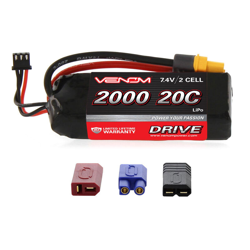 7.4V 2000mAh 2S 20C DRIVE LiPo Battery: UNI 2.0 Plug