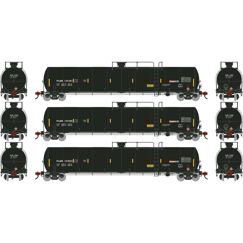 HO UTC 33K LPG Tank Car- Late, PLMX Primed For Grime #137457/137495/137623 (3)