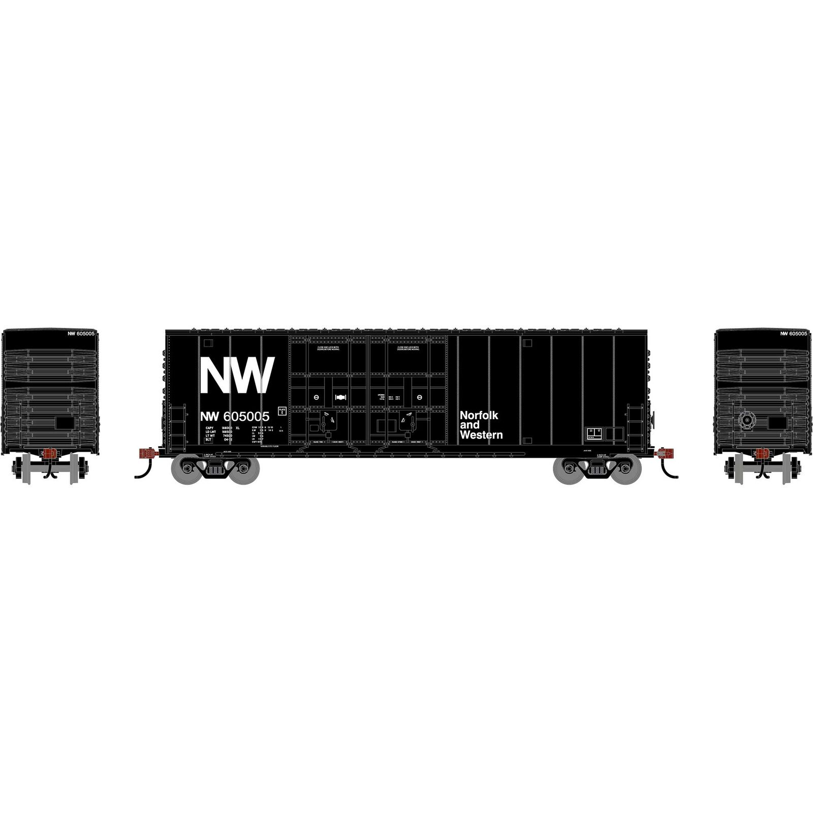 HO RND 50' High-Cube Smooth Side Box Car, NW #605005