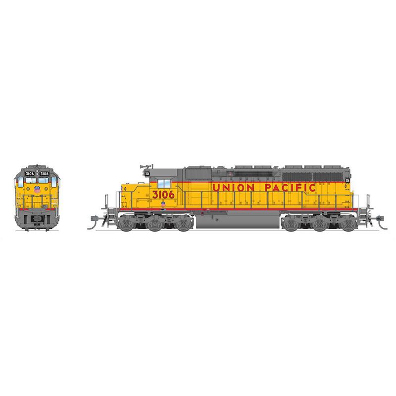 HO EMD SD40 Locomotive, UP 3106, Yellow & Gray