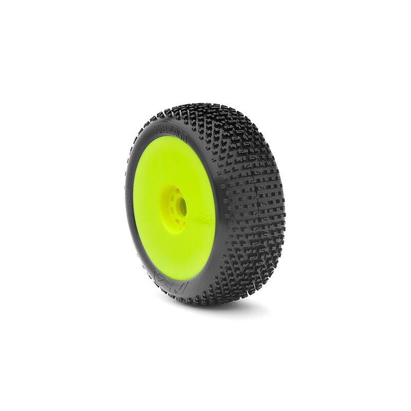 1/8 I-Beam Soft Long Wear Pre-Mounted Tires, Yellow EVO Wheels (2): Buggy
