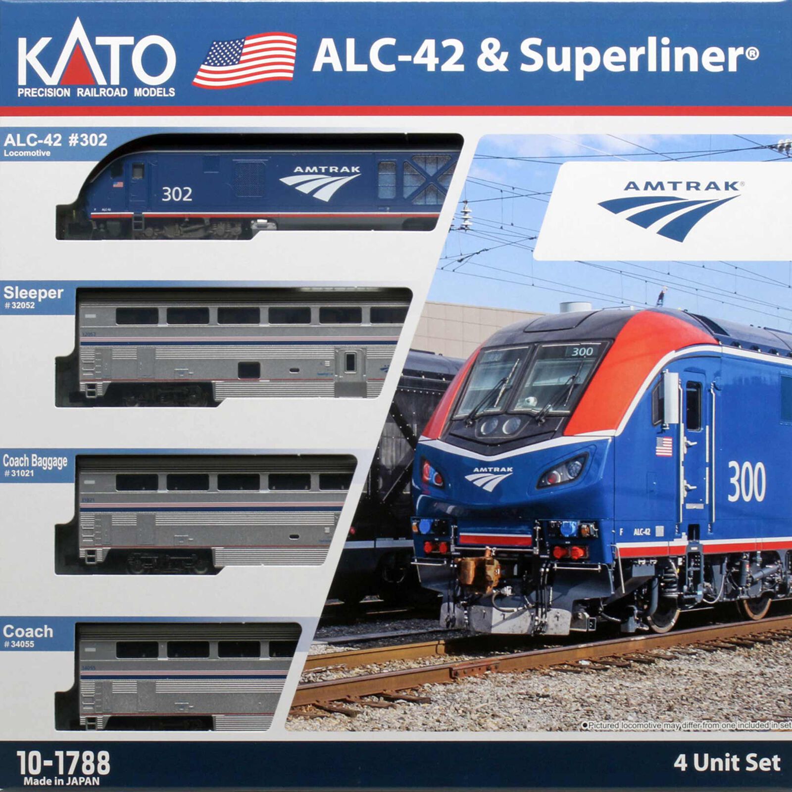 N Amtrak ALC-42 Locomotive & Superliner Phase VI 4-unit Set