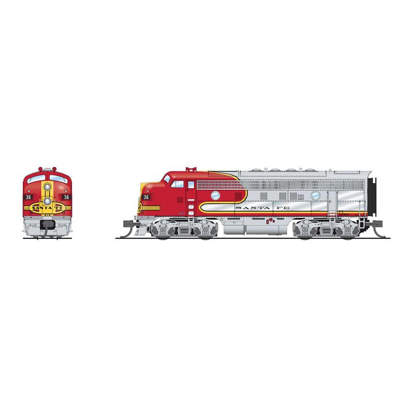 N EMD F3 A/B Locomotive, Unpowered B, Paragon4, ATSF #36L/36A