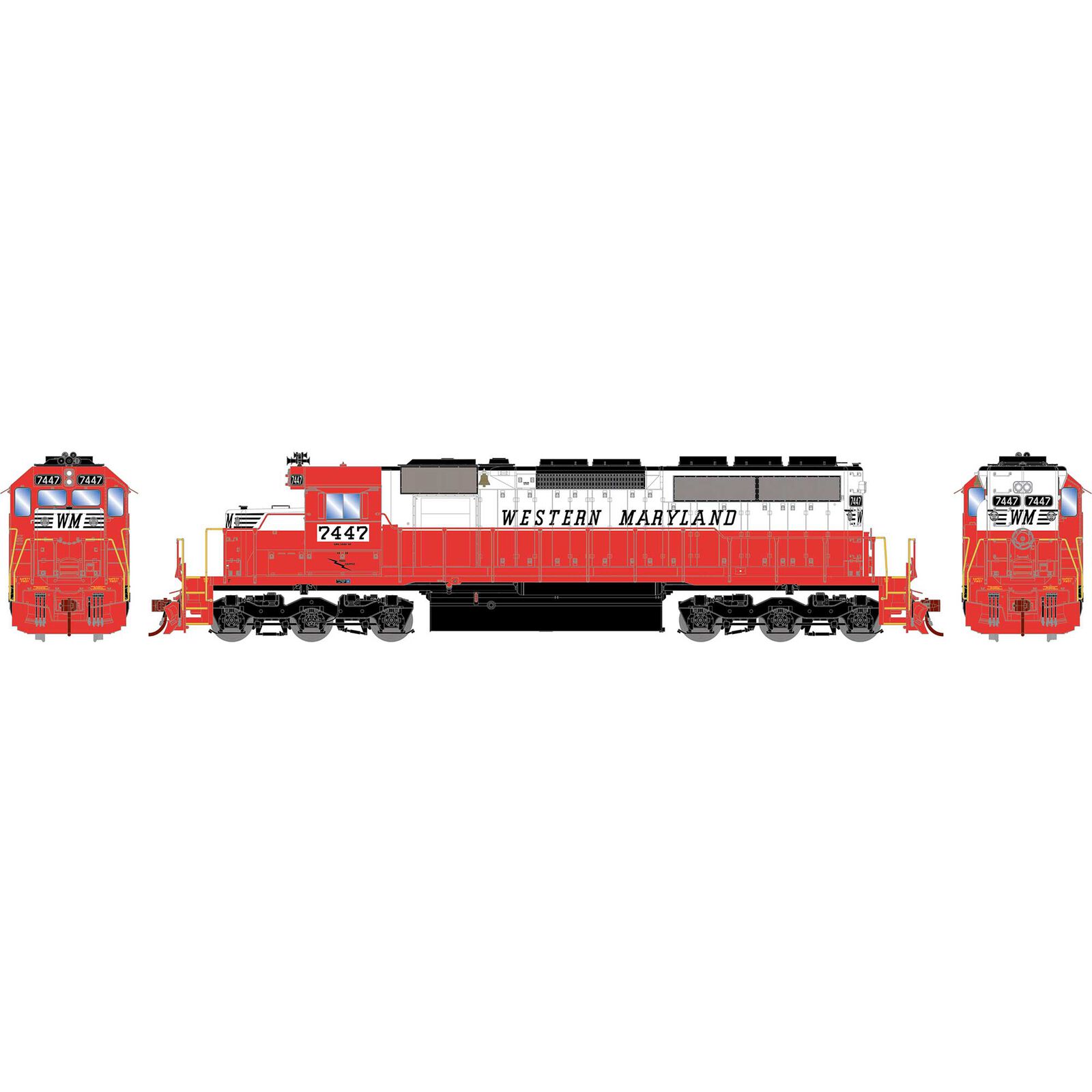 HO SD40 Locomotive with DCC & Sound, Western Maryland #7447