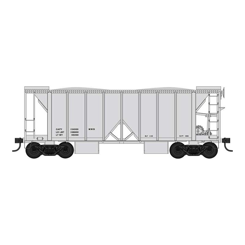 HO 70 Ton 2 Ballast Car Dim Data Open Side Gray