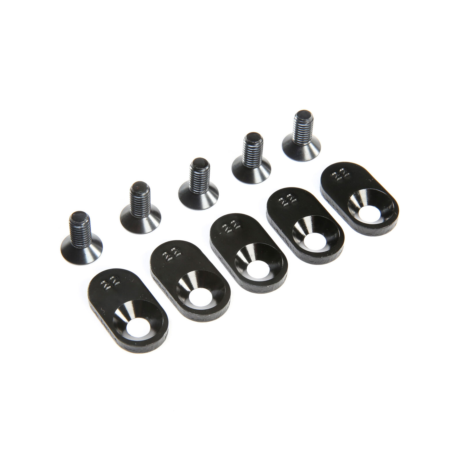 Engine Mount Insert and Screws 22T, Black (5): 5ive-T 2.0 (fits 62T spur)