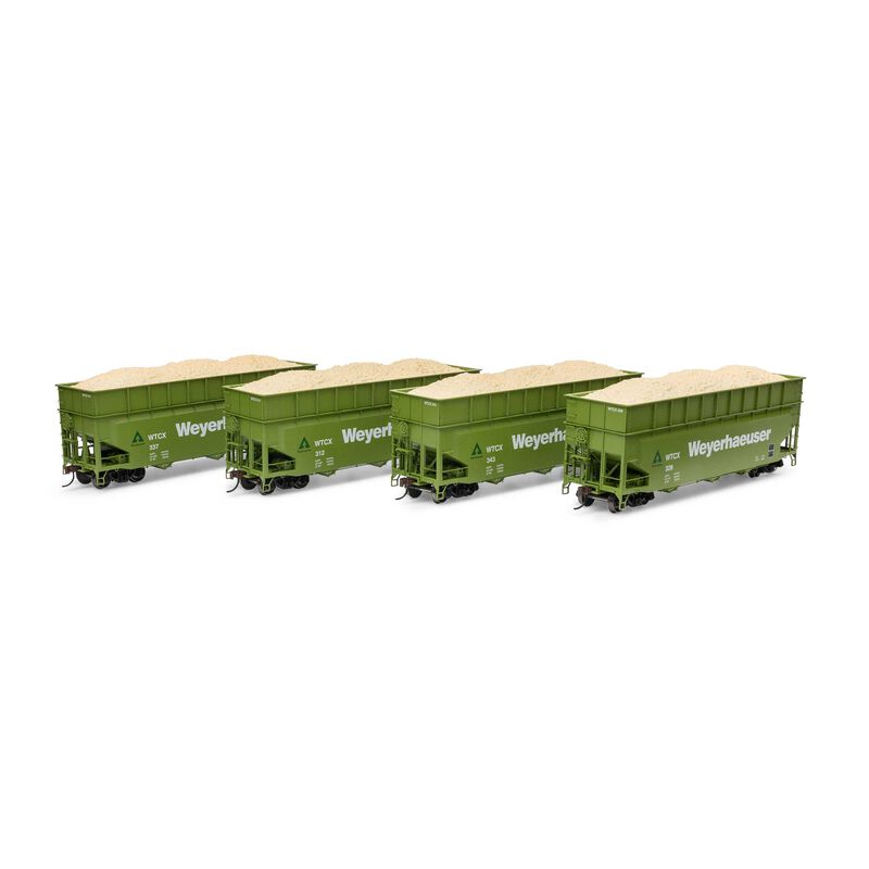 HO 40' Wood Chip Hopper with Load, WTCX #312 / 328 / 337 / 343 (4)