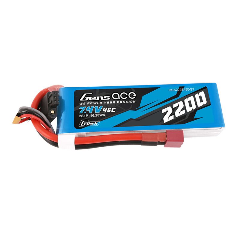 7.4V 2200mAh 2S 45C G-Tech Smart LiPo Battery: Deans