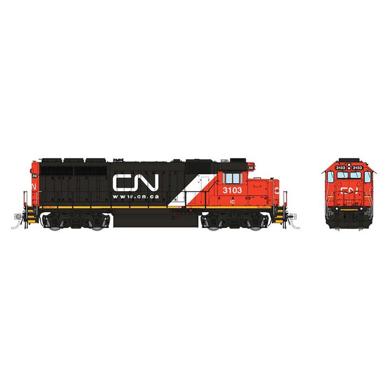 HO EMD GP40 Locomotive with DCC & Sound, CN ex-IC: #3117