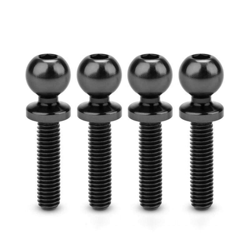 Revolted Titanium Ball-Studs, 5.5 x 12mm, Stealth Black (4)