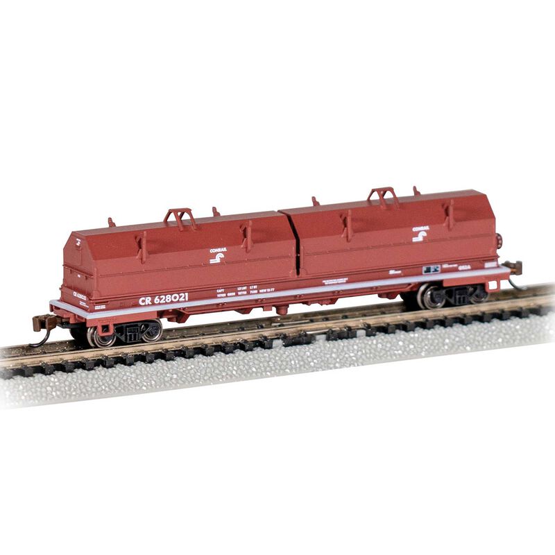 N 55' Steel Coil Car w/ Coil Load & Angled Hood - Conrail #628021