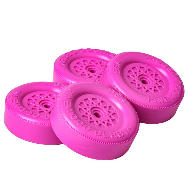 Boy Scouts of America Official Pinewood Derby Car Wheels & Axles, Fluorescent Purple