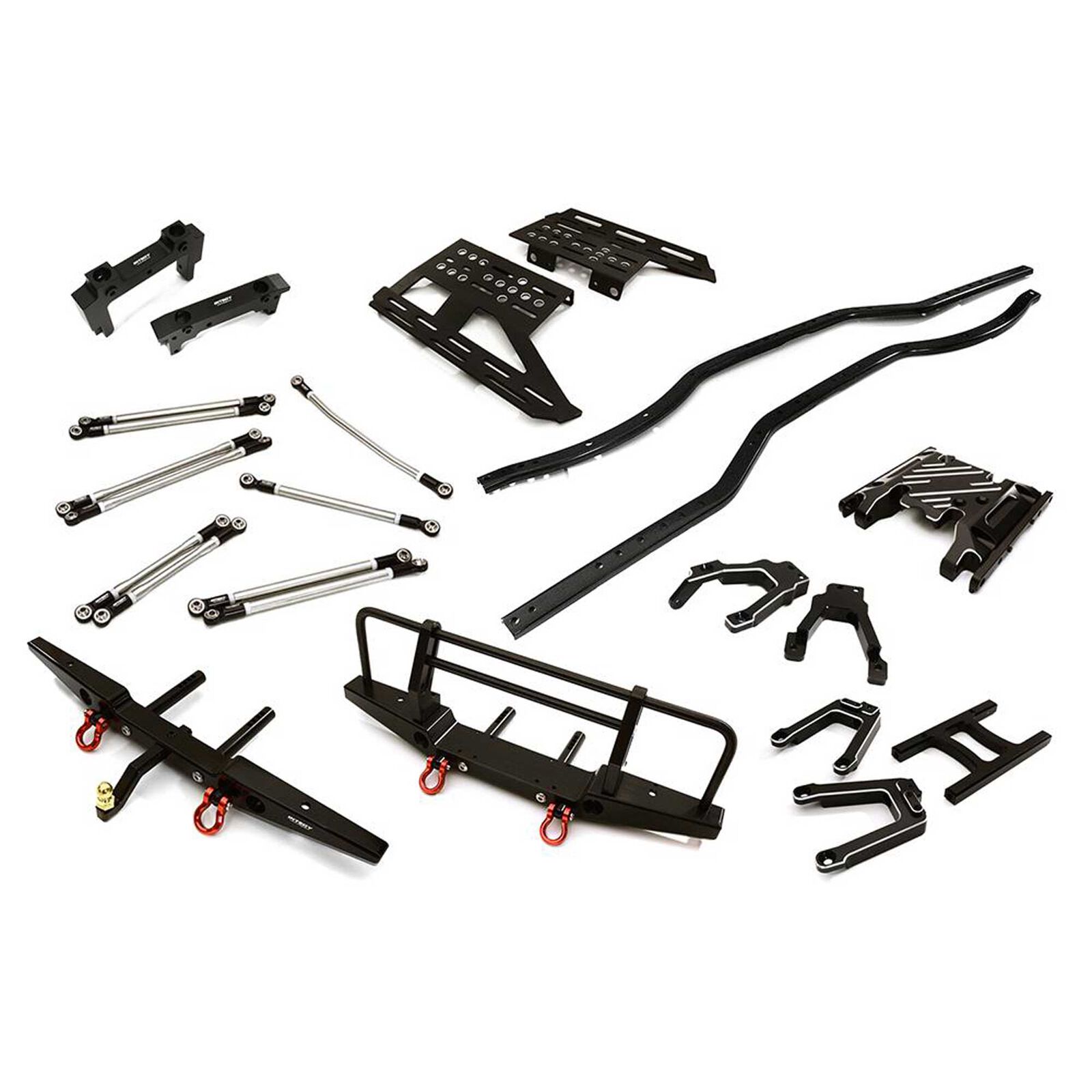 Steel Ladder Frame Chassis Kit with Hop-Ups, Black Side Rails: SCX10 II