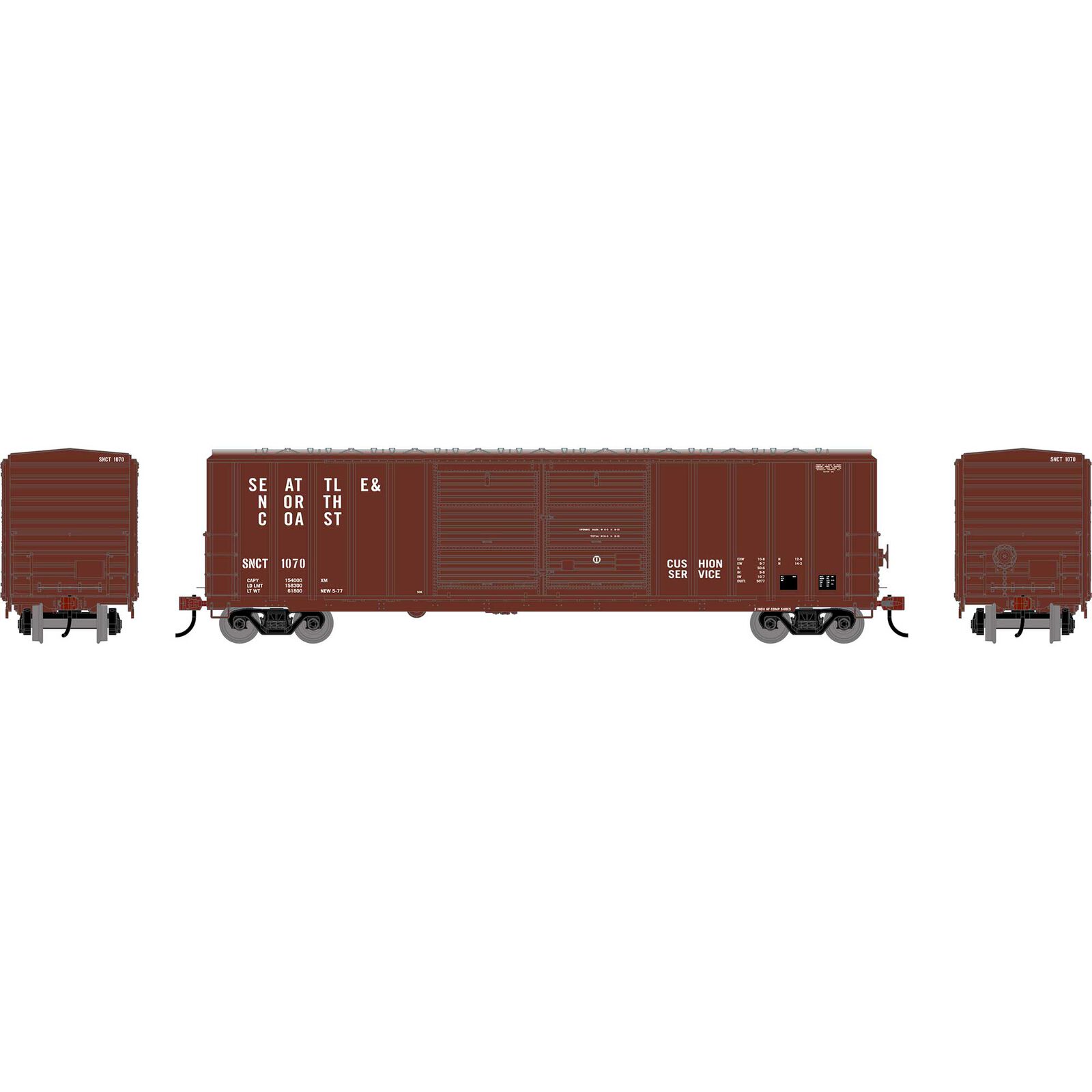 HO ATH 50' FMC 5077 Centered Double Door Box Car, SNCT #1070