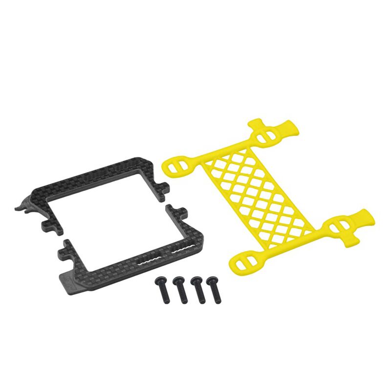 B6.3 Carbon Logo Cargo Net Battery Brace, Yellow