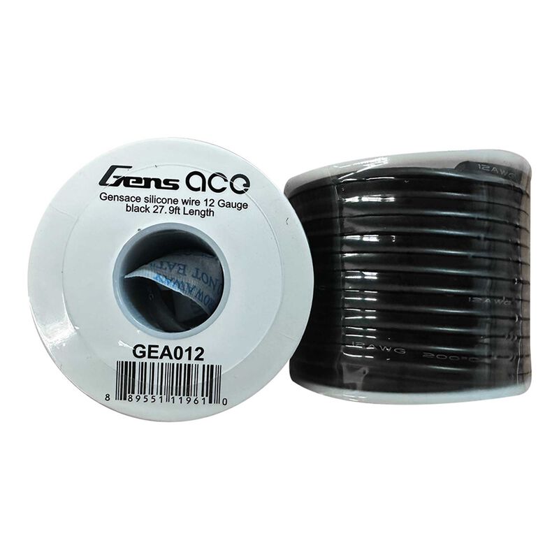 Silicone Wire, 12 Gauge, 27.9 ft Length, Black