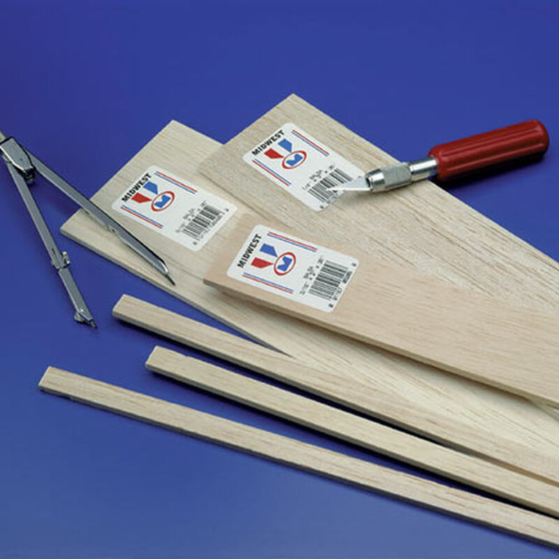 Midwest Products Co. Balsa Strips 1/4 x 1/2 x 36 (12) | Tower Hobbies 1 4 X 1 2 Wood Strips