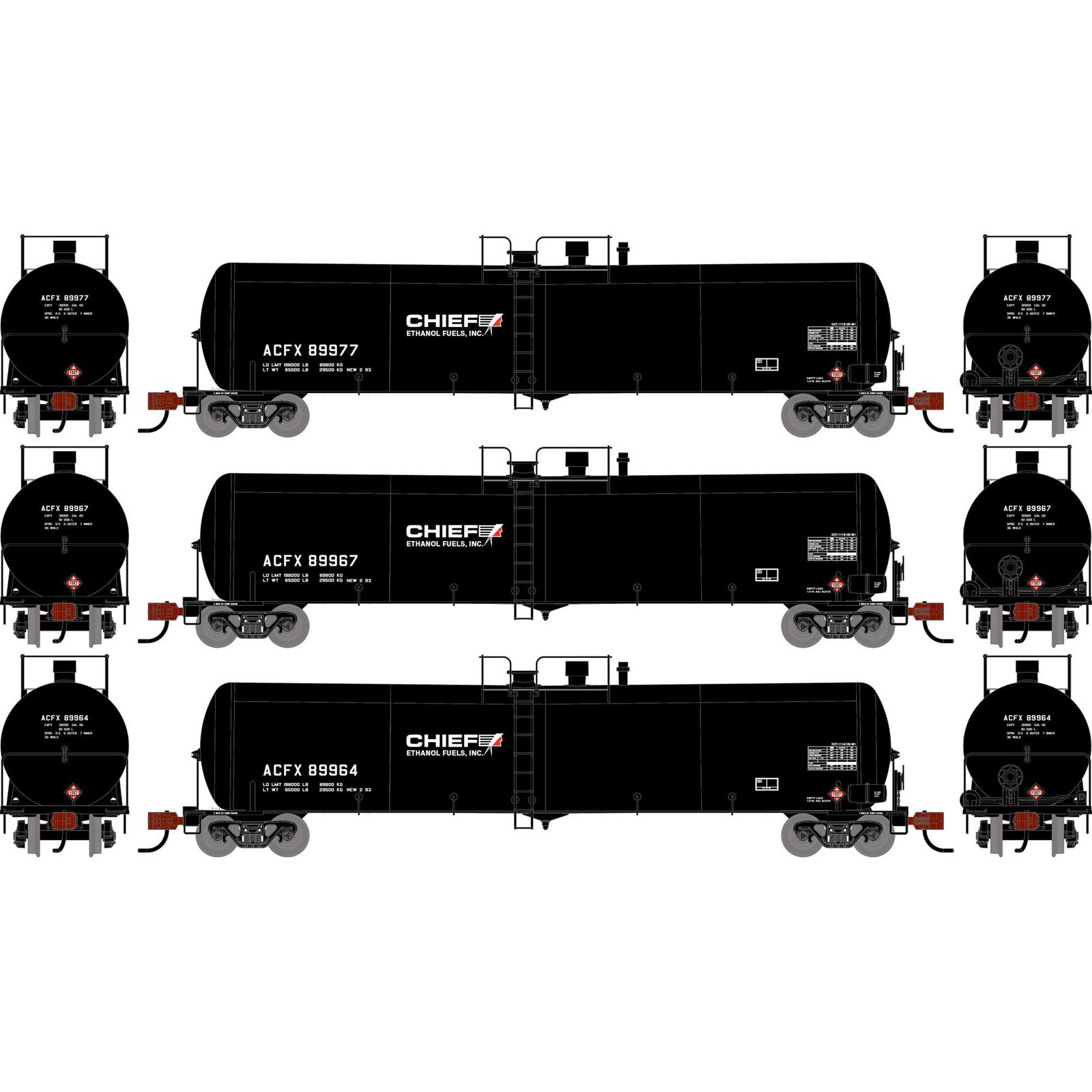 N ATH 30K Ethanol Tank Car, ACFX #89964/89967/89977 (3)