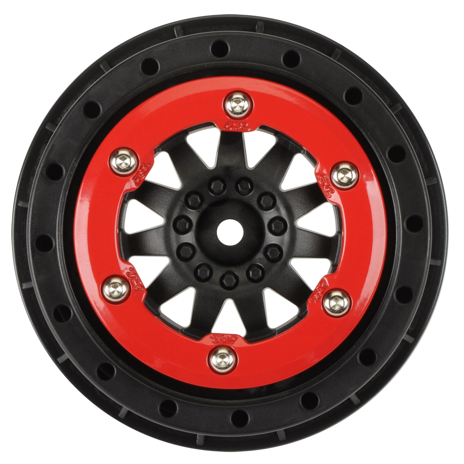 1/10 F-11 Front/Rear 2.2"/3.0" 12mm Short Course Wheels (2) Red/Blk