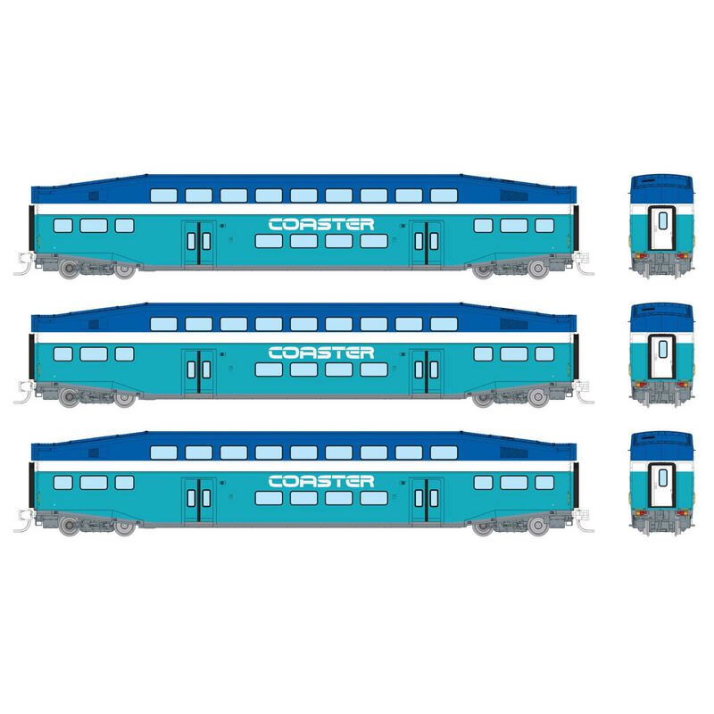 N Bilevel Commuter Car: Coaster - Early: Set #3 (Coaches: 2401 2403 2406)