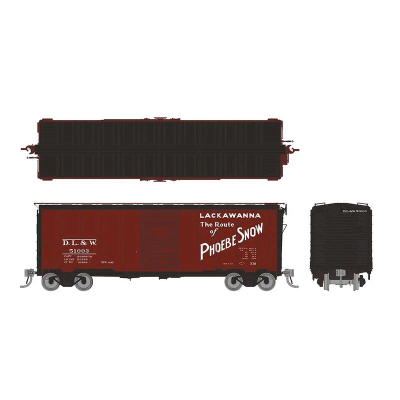 HO 1937 AAR 40ft Boxcar - Round corner: DL&W - Phoebe Snow