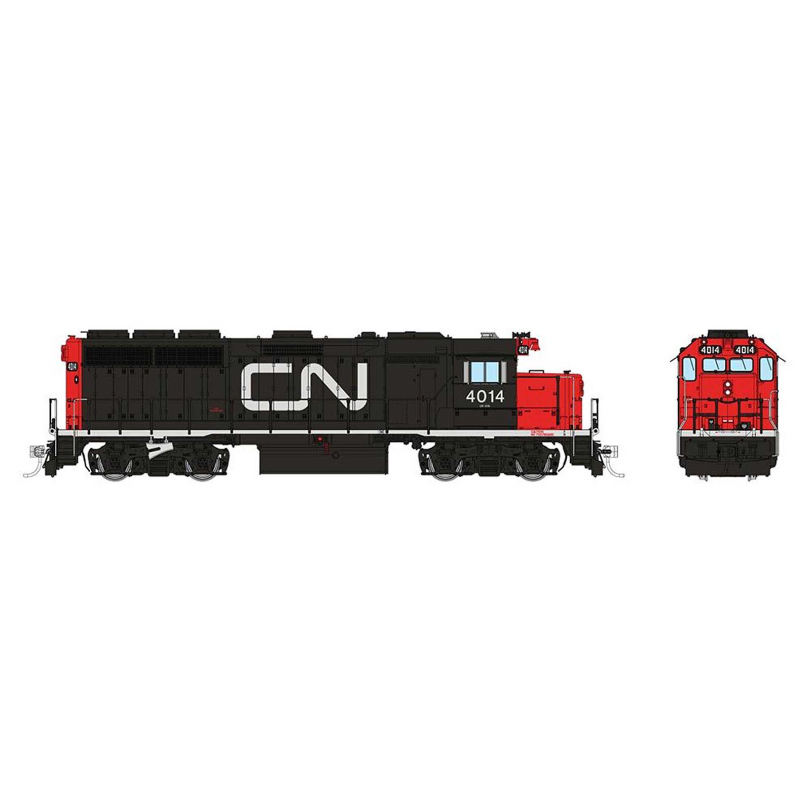 HO EMD GP40 Locomotive with DCC & Sound, CN - Large Noodle: #4015