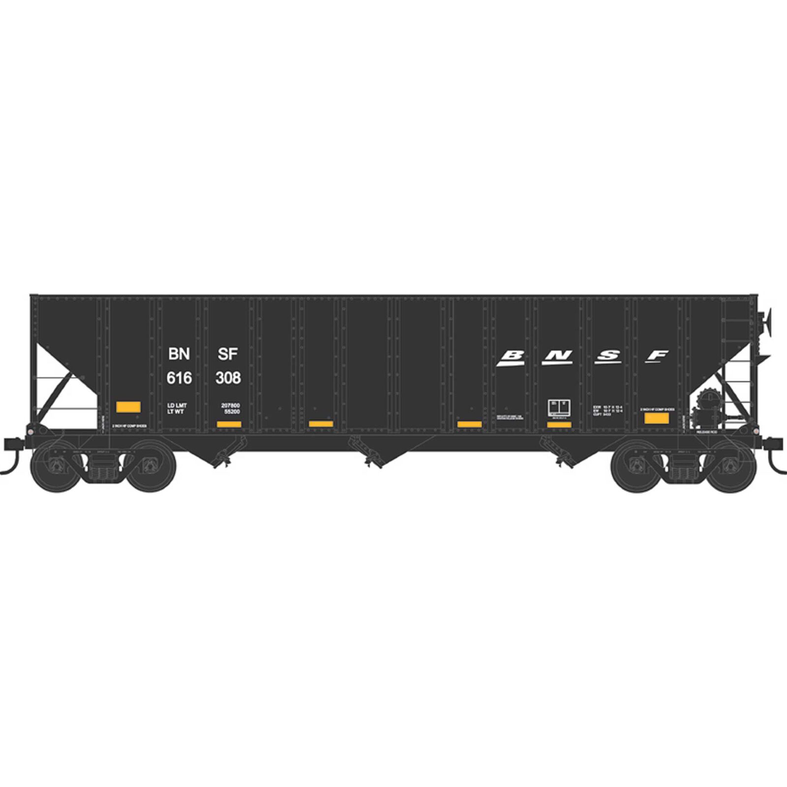 HO H-43 100 Ton Hopper BNSF Black Ex-SLSF #615186