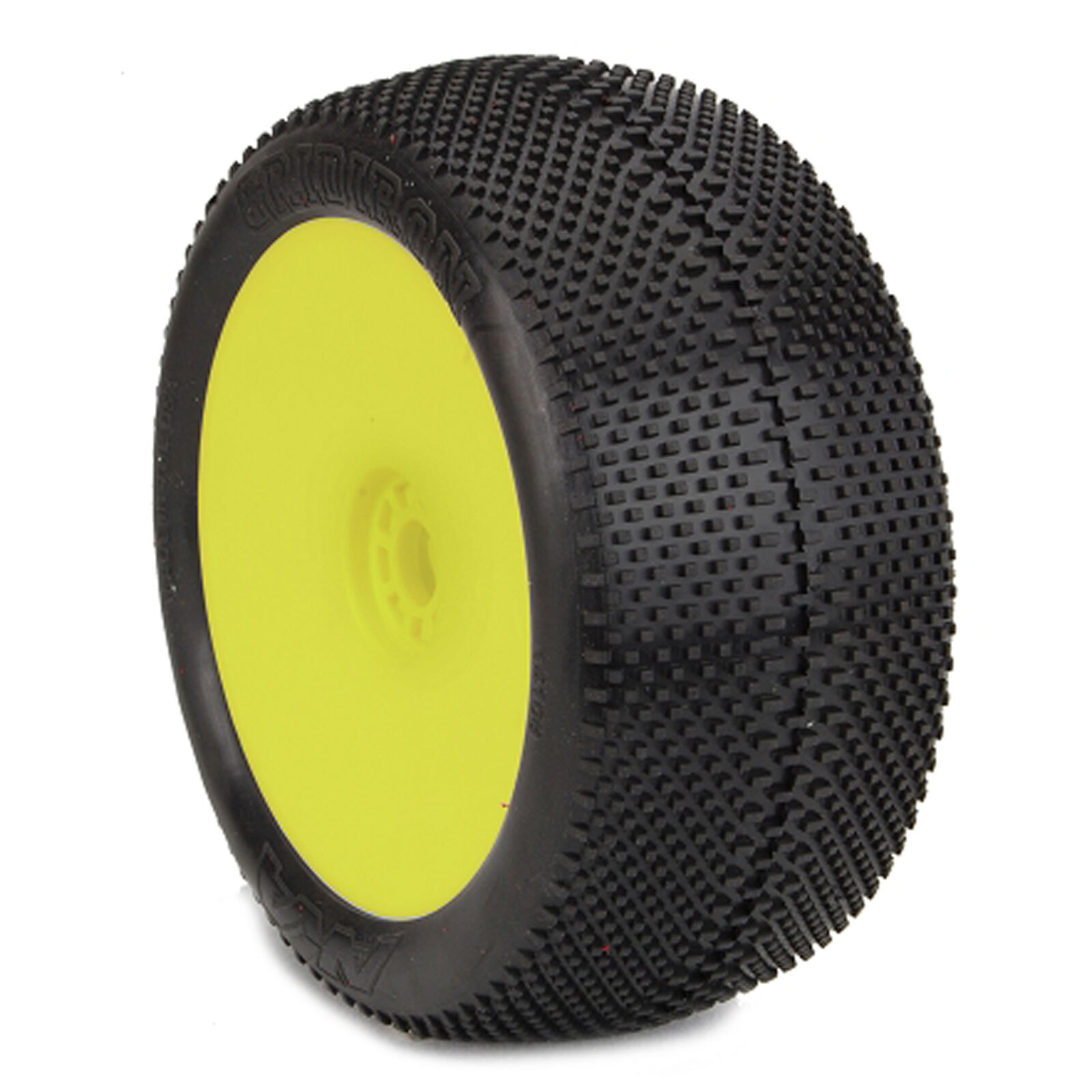 1/8 EVO Gridiron Super Soft Pre-Mounted Tires, Yellow Wheels (2): Truggy