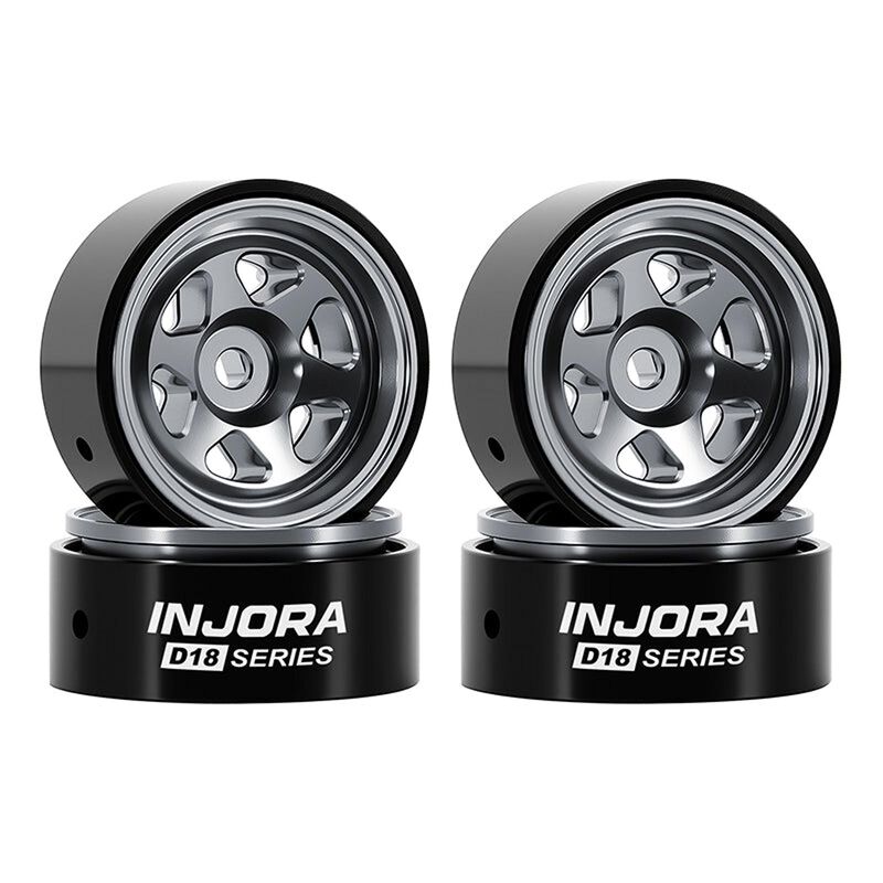 INJORA 1/30 .7" D18 6-Spoke Beadlock Rock Crawler Wheels, Titanium (4)