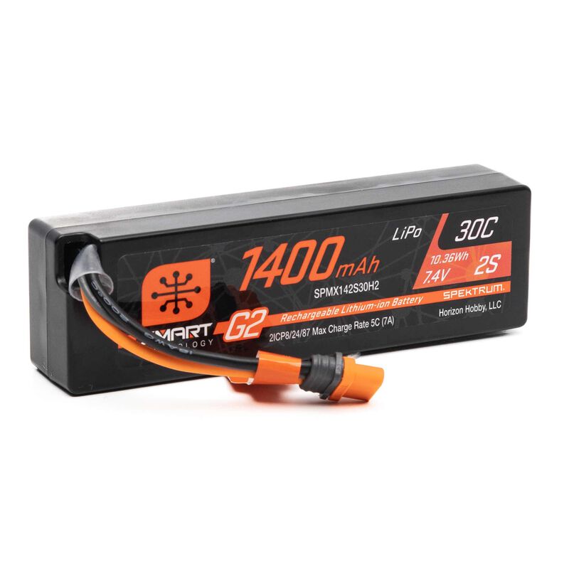 7.4V 1400mAh 2S 30C Smart G2 LiPo Battery: IC2 Connector