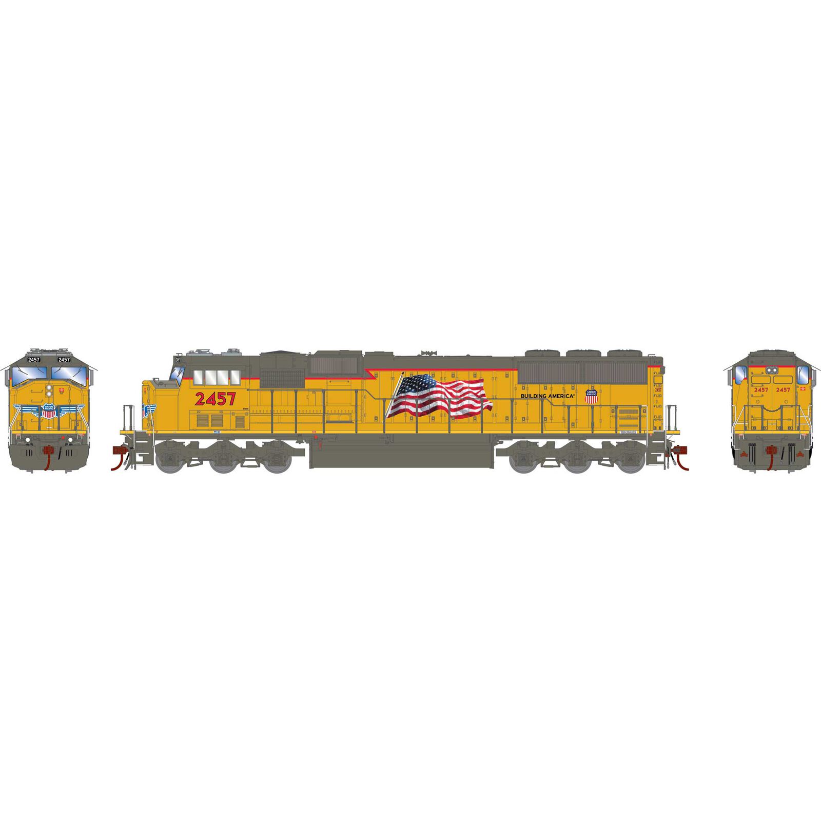 HO SD60M with DCC & Sound, UP/Yellow Sill/Flag #2457